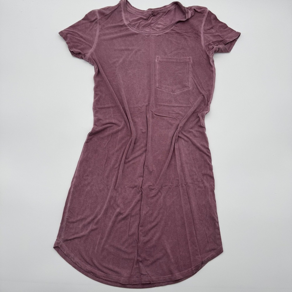 Garage Womens XS Mauve Faded Wash Short Sleeve Pocket‎ T-Shirt Dress